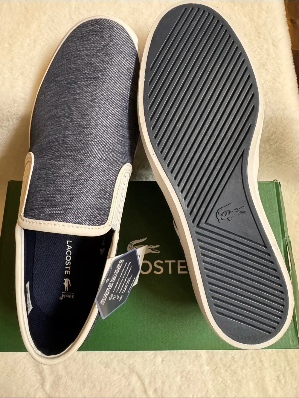 ✅NEW “Lacoste” Tatalya Men's Navy Slip-On Canvas Sneakers